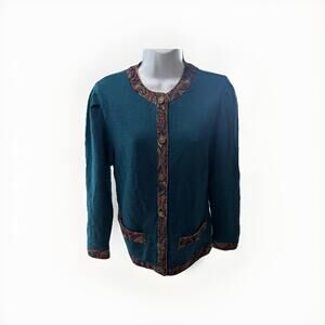 Jeffrey & and Dara Petite by Linda Hutley Vintage Knit Cardigan